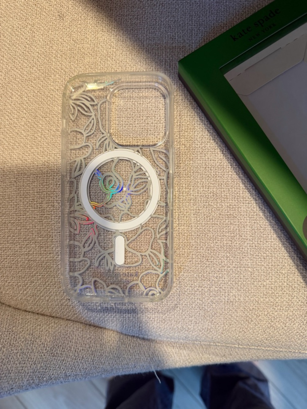 kate spade Clear Floral MagSafe-Ready iPhone Case with Holographic Accents